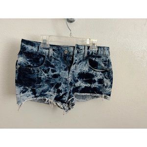 Mossimo Womens Cut-Off Shorts Blue Tie Dye Denim Cut Off Raw Hem High Rise 4/27